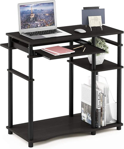 Furinno Abbott Computer Desk with Bookshelf, Espresso/Black