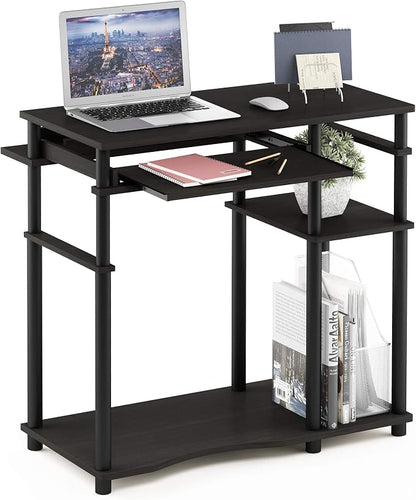 Furinno Abbott Desk, 31.5 Inch Black Computer Desk with Keyboard Tray, Easy Assembly Gaming Desk with Storage Shelf, Office Desk for Home Office, Bedroom, Black Espresso