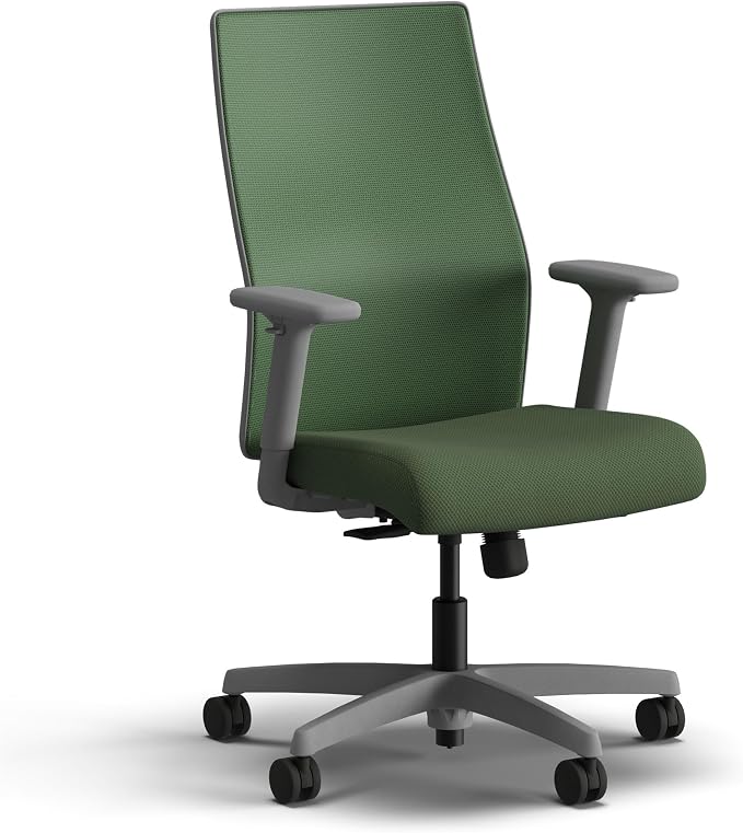 HON Ignition 2.0 Mid Back Task Chair, Spectrum Mesh, Standard Synchro-Tilt Control, Office Chair with Lumbar Support, Height and Width Adjustable Arms, Titanium Frame, Leaf
