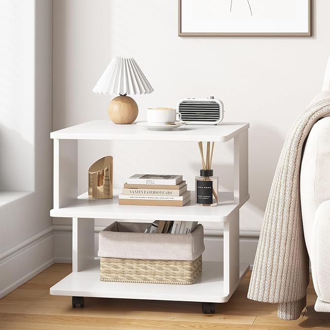 Arbuxzuy Large Printer Stand with Storage Shelf, 3 Tier Mobile Printer Cart for Home Office, Stands for Heat Press Scanner Fax, White