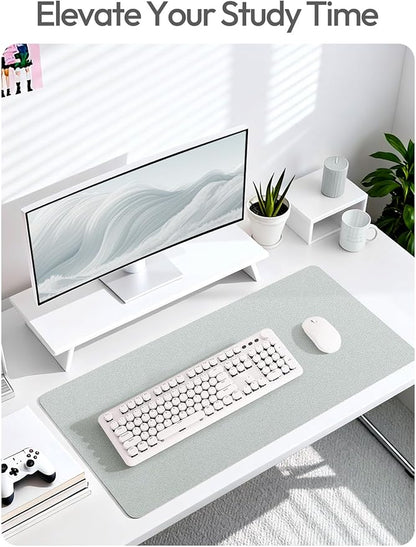 YSAGi Leather Desk Pad Protector, Office Desk Mat, Large Mouse Pad, Non-Slip PU Leather Desk Blotter, Laptop Desk Pad, Waterproof Desk Writing Pad for Office and Home (Silver, 35.4" x 17")