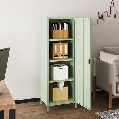 Steehoom Metal Storage Cabinet for Employees, Tall Metal Locker Lockable Locker Cabinet Pantry Cabinet with 3 Adjustable Shelves for School, Office, Garage (Green, H59.06'')