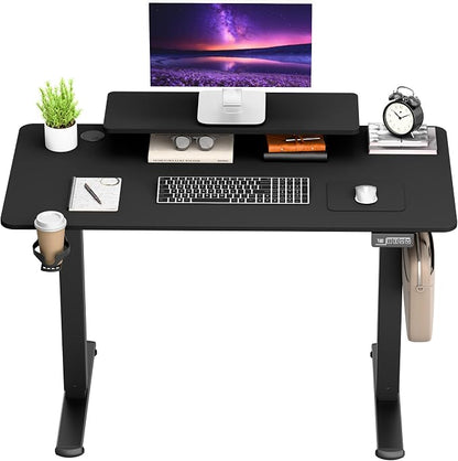 Furmax Electric Standing Desk, 47 x 24 Inches Sit Stand up Desk, Sit Stand Height Adjustable Home Office Desk with Monitor Stand (Black, 47)