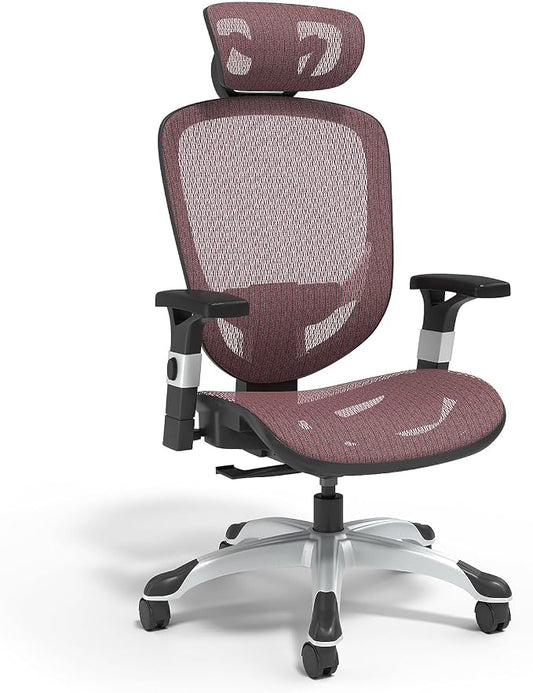 STAPLES Hyken Ergonomic Task Chair, Mesh, Ergonomic, Lumbar Support, Swivel, Maroon