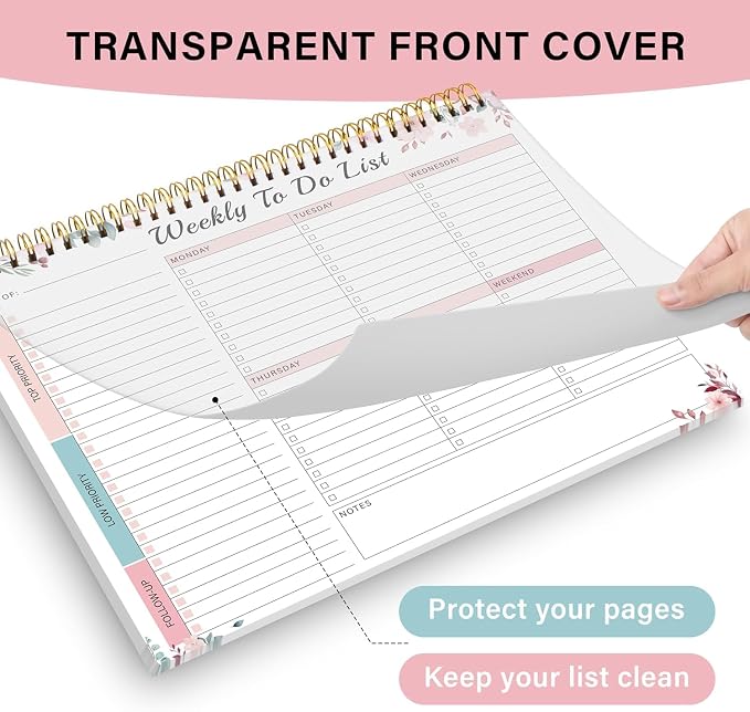 Weekly To Do List Notepad with 52 Undated Sheets（8.5"×11"）- Undated Weekly Desk Planner for Women & Man, School/Office Supplies