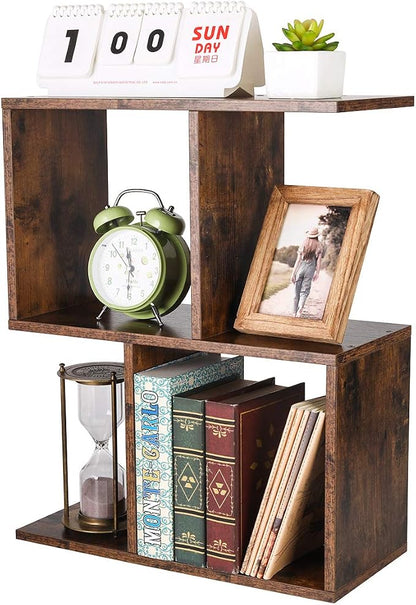 PAG Desktop Shelf Freestanding Wooden Small Bookshelf Desk Supplies Organizers and Accessories Storage Display Rack Office Dorm Decor for Women, Antique Brown