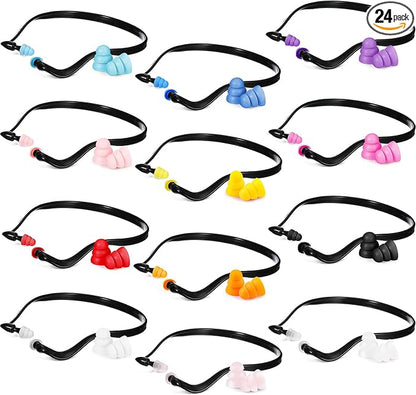 Sumind 24 Pieces Banded Ear Plugs Hearing Bands Banded Ear Band Plug Shooting Reusable Construction Protection Silicone Replacement Pods for Work Sleeping Concerts, Motor Sport Racing
