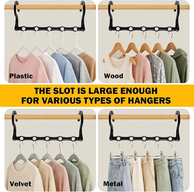 12 Pack College Dorm Room Essentials for Girls Guys, Closet Organizers and Storage, Stronger Space Saving Hangers Clothes Hanger with 5 Holes Closet Storage for Heavy Clothes,Magic Home Organization