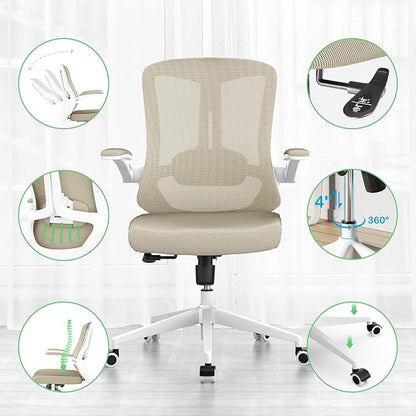 balmstar Office Chair Desk Chair, Ergonomic Mesh Computer Chair with 90-130° Recline & 360° Smooth-Rolling Casters, Adjustable Lumbar Support Task Chair for Home Office, Comfortable for Women, Teens