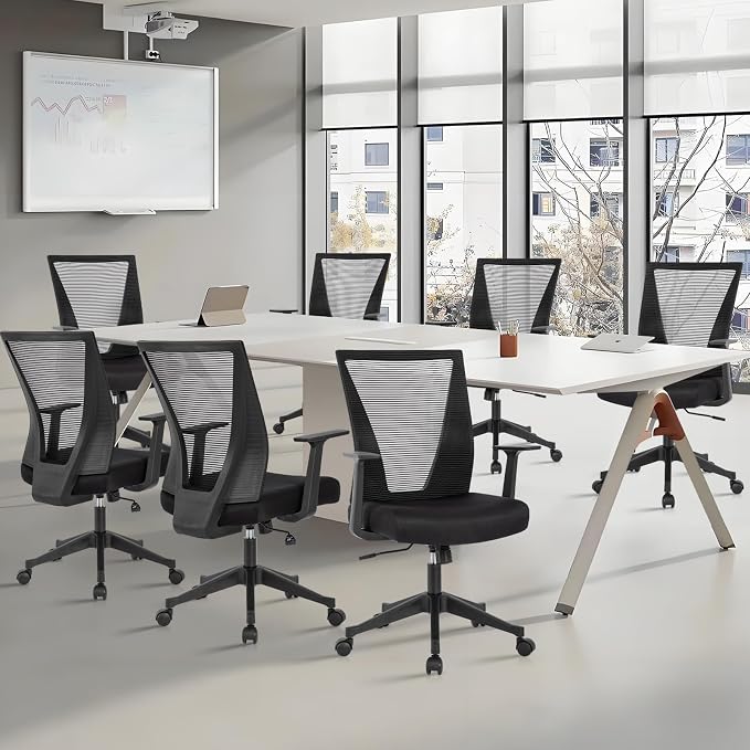 CLATINA Home Office Chair Ergonomic Desk Chair Mesh Computer Chairs with Armrests Executive Rolling Wheels Swivel Heavy Duty Chairs Office, Home, Black 10 Pack