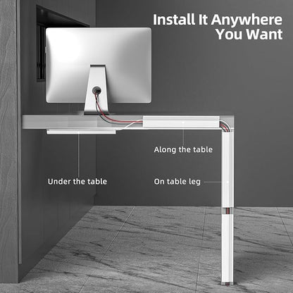 YECAYE 157in Cable Management, Cord Organizer,Easy Install Self-Adhesive Cable Organizer,Cord Management, Desk Wire Holder for Office Organization,Child and Pet Proofing, White