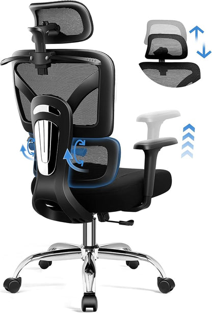 Ergonomic Office Desk Chair, Breathable Mesh Office Chair with Lumbar Support, Computer Desk Chairs Comfy for Home Office, Work, Study, 300LBS, Black, Upgrade