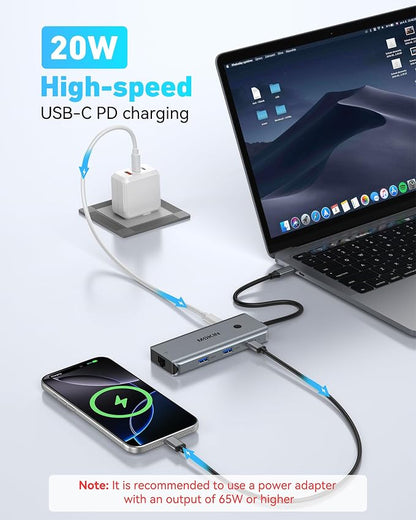 USB C Hub for MacBook Pro/Air,Mac Dongle with 3 USB Port,USB C to HDMI, USB C to RJ45 Ethernet,MOKiN 8 in 1 USB C to HDMI Adapter,100W PD Charging, USB C to SD/TF Card Reader USB C Hub
