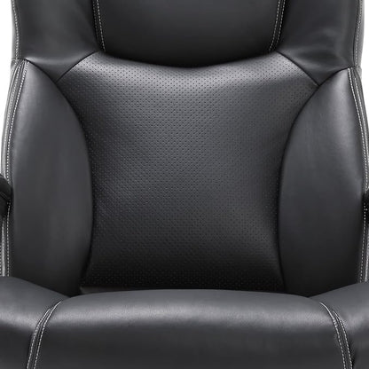 Serta Connor Executive Office Chair, Ergonomic Computer Chair with Layered Body Pillows, Contoured Lumbar, Adjustable Seat Height, Bonded Leather, Black