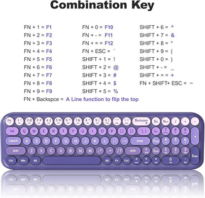 MOFII Wireless Keyboard and Mouse Combo, Compact Typewriter Retro Round Computer Keyboard and Mouse Set, Plug and Play, for Windows, Computer, Desktop, PC, Notebook - (Purple Gradient)