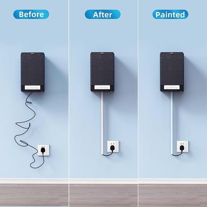 Yecaye 128in Mini Cord Hider for 1 Mini Wire, On-Wall Cord Cover Channel, Tape Wire Concealer, Cable Cover Cable Management for Home Office, W0.5in H0.31in, White
