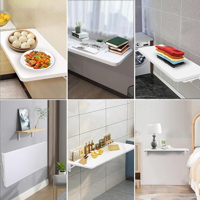 Laundry Room Wall Mounted Folding Table, Kitchen Restaurant Home Bar Work Table, All Aluminum Countertop, Waterproof Easy to Install and Clean (80X50cm/31.5""×19.7"")…, LZDZ004
