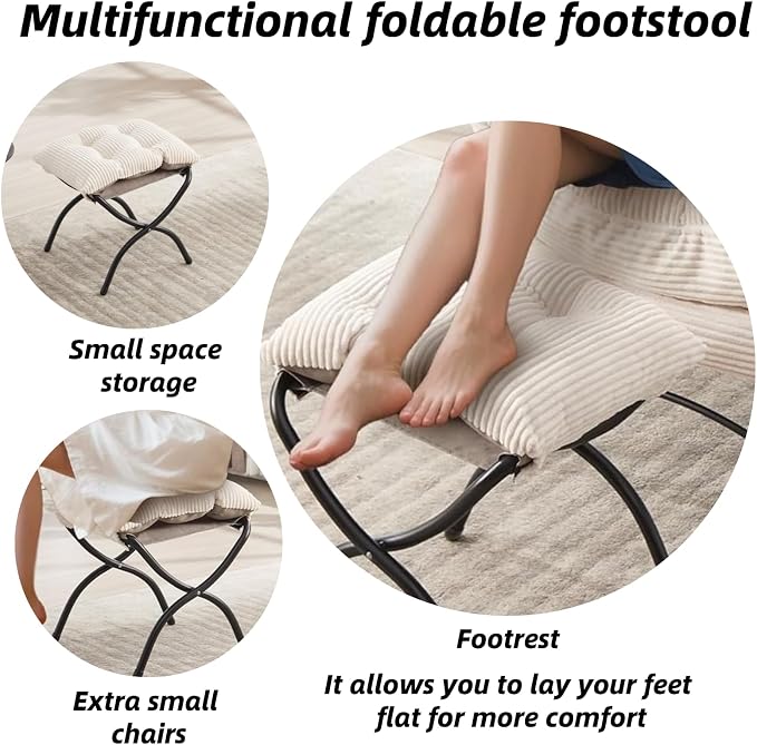 Modern Lazy Chair with Ergonomic Ottoman, Comfortable Lounge Chair with Footrest for Space Saving, Comfy Reading Armchair for Living Room, Bedroom, Office, White