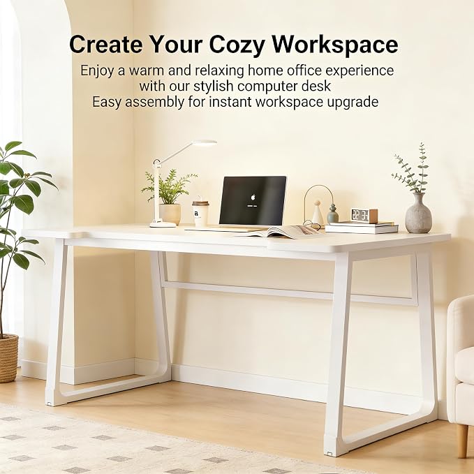 Computer Desk 39.4 Inch Small Office Desk with Wood Top and Metal Frame, Study Writing Desk for Home, Bedroom, Gaming, U-Shaped Leg Design, Modern Simple