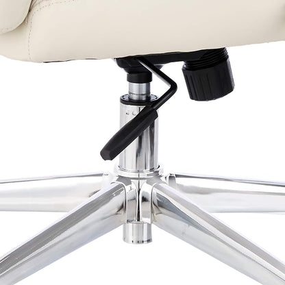 Amazon Basics Executive Desk Chair with Easy Assembly, Adjustable Height, 275lb Capacity, Oversized Cushion, 29.13"D x 25.2"W x 43.11"H, Ivory Bonded Leather
