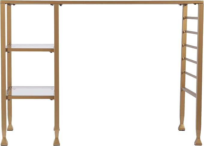 SEI Furniture Jaymes Gold Metal/Glass Writing Desk, Soft Gold