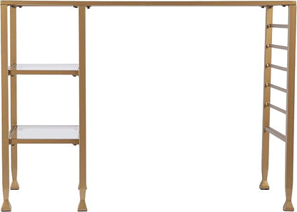 SEI Furniture Jaymes Gold Metal/Glass Writing Desk, Soft Gold
