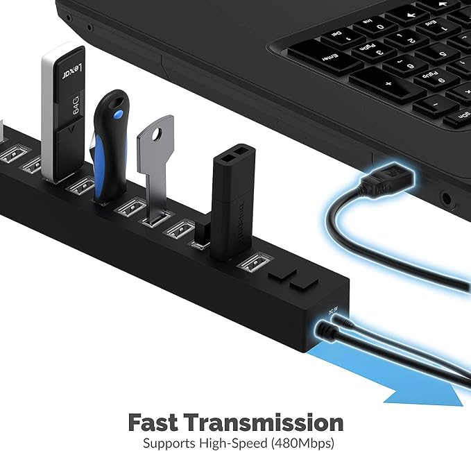 SABRENT 13 Port High Speed USB 2.0 Hub with Power Adapter and 2 Control Switches (HB-U14P)