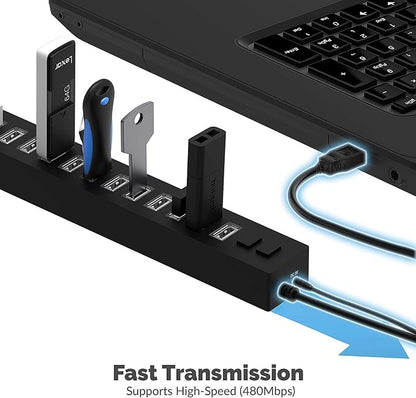 SABRENT 13 Port High Speed USB 2.0 Hub with Power Adapter and 2 Control Switches (HB-U14P)