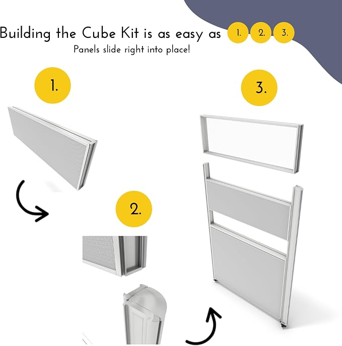 SUNLINE Office Cubicle Kit - Modular Office Furniture Kit with 7 Layout Options, Adjustable Panels and Mobile Storage, Easy-Assembly Desk System for Modern Workspaces - Grey