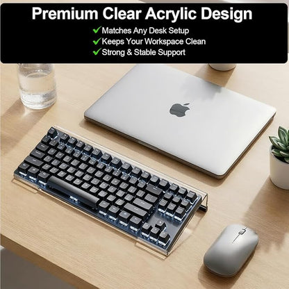 Keyboard Stand for Desk, 17 Inch Clear Ergonomic Keyboard Riser with Anti-Slip Silicone Strips, Sturdy Computer Keyboard Lift for Office Home Gaming Typing
