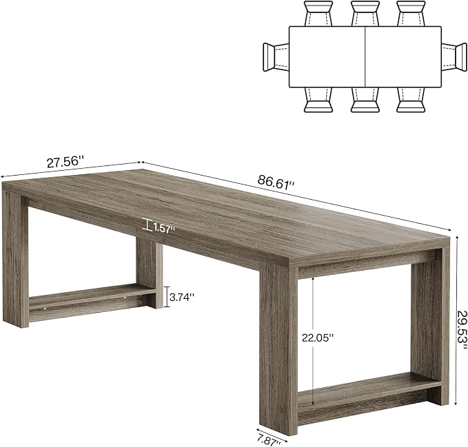 Tribesigns 7 ft Conference Table for 6 to 8 People, Modern Rectangle Meeting Room Desk for Boardroom, Home Office (2, Gray)