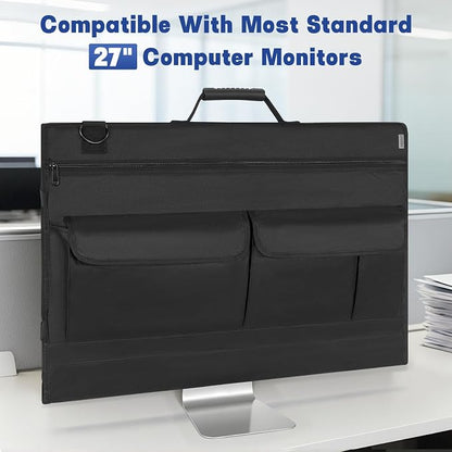 Monitor Carrying Case, Travel Case for 27'' LCD Screens and Monitors Protective Bag Monitor Dust Cover with Carry Handle & Adjustable Shoulder Strap Compatible with Desktop Computer and Accessories
