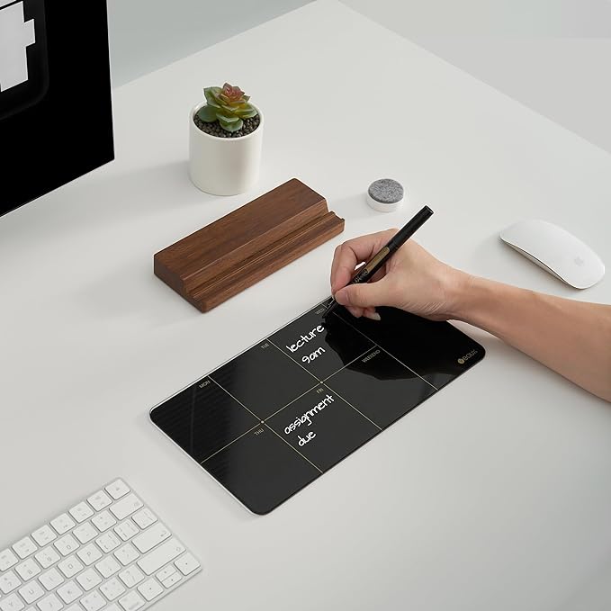 Desktop Black Glass Weekly Planner Dry Erase Whiteboard with Detachable Wood Stand,Small Portable Week Calendar to Do List White Board 12x6 for Office, Home, Schools, Marker&Eraser Included, Yeoux | Detachable Wood Stand, Small Portable, Week Calendar ...