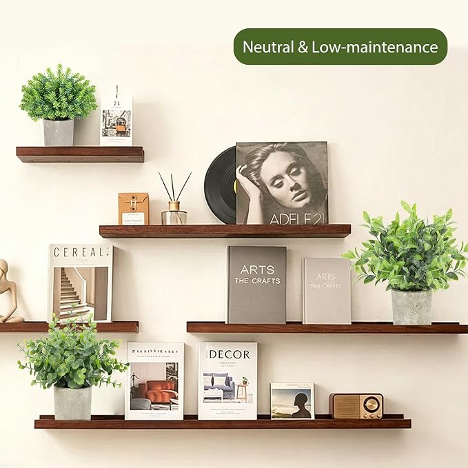 CCILAND 3 Pack Small Potted Fake Plants, Artificial Eucalyptus Plants, Lifelike Faux Frost-Hung Plants Topiaries for Home Office Shelf Desk Living Room Greenery Decor