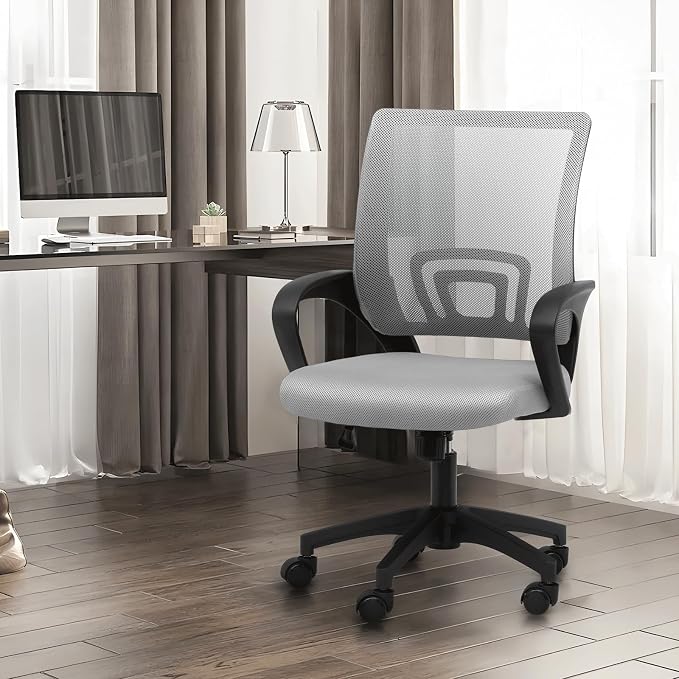 Office Chair Ergonomic - Mesh Desk Chair with Lumbar Support & Wide Seat (300Lbs Capacity) Adjustable Height, Swivel Wheels - for Home Office, Gaming, Bedroom