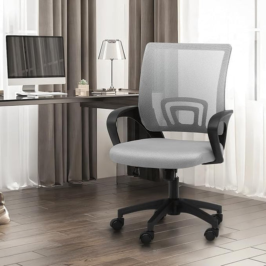 Office Chair Ergonomic - Mesh Desk Chair with Lumbar Support & Wide Seat (300Lbs Capacity) Adjustable Height, Swivel Wheels - for Home Office, Gaming, Bedroom