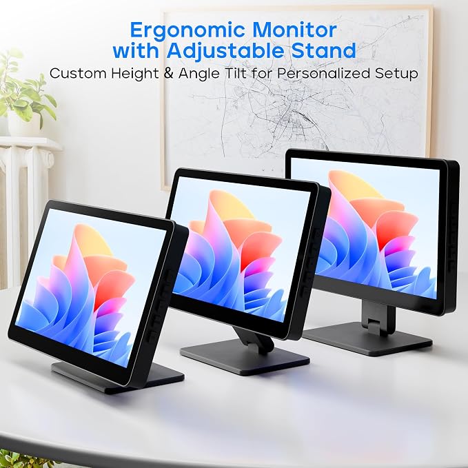Touch Screen Monitor with Case,ROADOM 10.1’’ Raspberry Pi Screen, IPS FHD 1024×600,Responsive and Smooth Touch,Dual Built-in Speakers,HDMI Input,Compatible with Raspberry Pi 5/4/3/Zero,Versatile Stand