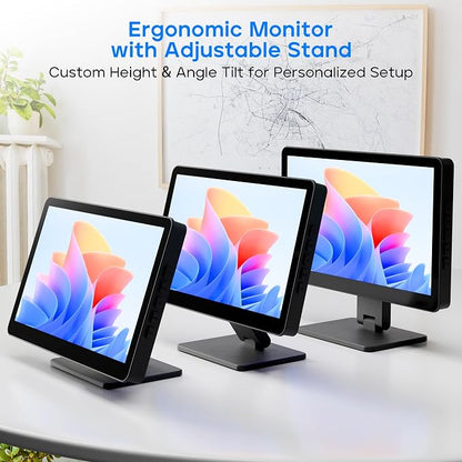 Touch Screen Monitor with Case,ROADOM 10.1’’ Raspberry Pi Screen, IPS FHD 1024×600,Responsive and Smooth Touch,Dual Built-in Speakers,HDMI Input,Compatible with Raspberry Pi 5/4/3/Zero,Versatile Stand