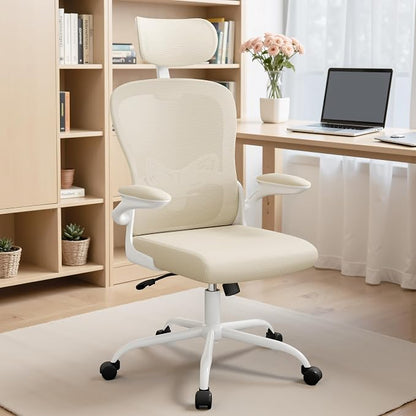 Furmax Ergonomic Office Chair Executive High Back Computer Desk Chair with 3D Adjustable Headrest, Adjustable Lumbar Support Armrests for Home Office (Light Beige)