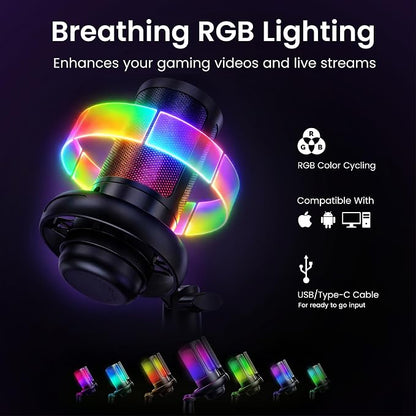 Webcam Streaming Kit with USB RGB Microphone & LED Light – 1080P 30FPS Streaming Camera Bundle for Twitch, YouTube, Podcasting, WFH – PC & Mac Compatible (Not for PS5 Alone)