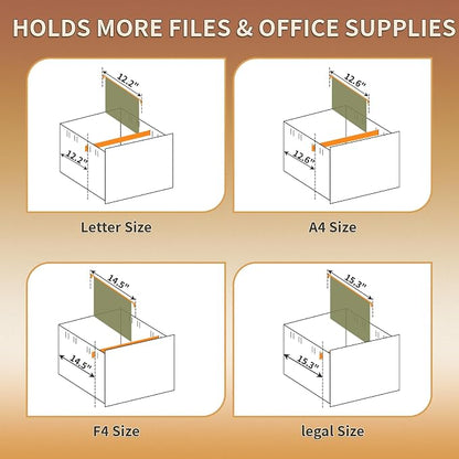 3 Drawer Under Desk Storage,Small File Cabinet with Lock,Filing Cabinet for Home Office,Mobile Metal Drawer Organizer for Letter/Legal/A4,Fully Assembled,White