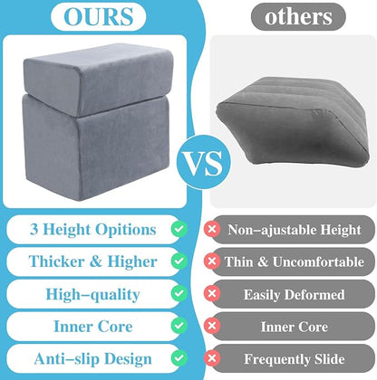 Under Desk Foot Rest, ROYALAY Ergonomic Office Footrest with 3 Adjustable Heights, High-Density Memory Foam Leg Rest for Home, Travel, Airplane with Washable Cover