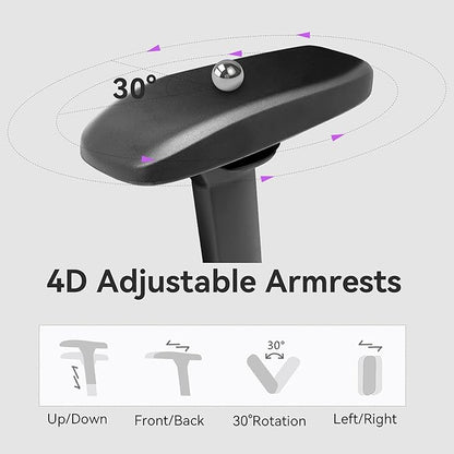 Gaming Chair - High Back Ergonomic Computer Chair with Lumbar Support, Video Game Chair-4D Adjustable Armrests,170° Reclining & 320lb Capacity,PU Leather Office Chair for Adults (Black-f&l)