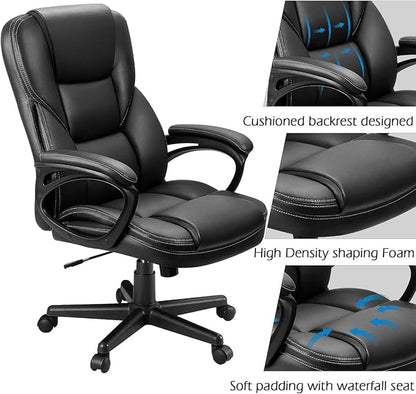 Furmax Office Executive Chair High Back Adjustable Managerial Home Desk Chair, Swivel Computer PU Leather Chair with Lumbar Support