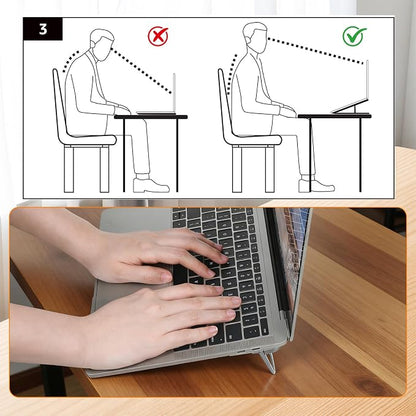 2Pcs Plastic Portable Keyboard Riser for Desk, Mini Foldable Laptop Keyboard Stand with 2 Angle Settings and Self-Adhesive Foldable Feet Adjustable Ergonomic Notebook Holder for Most Keyboards(Sliver)