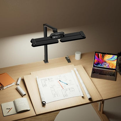 Honeywell LED Desk Lamp with Clamp - HJ3B Sunturalux Eye-Caring Desk Light for Home Office, 22W Ultra Bright 3-Section Adjustable Task Lamp with Stepless Dimming for Dual Monitor Lighting
