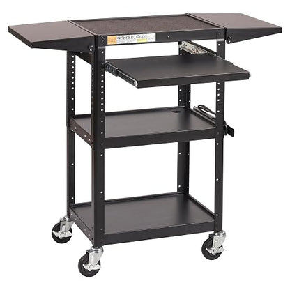 ECR4Kids Mobile AV Presentation Media Cart Stand with Drop Leaves, Technology Trolley, Black