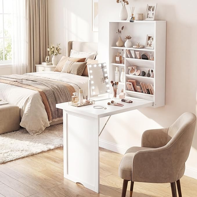 Casart Multi-Function Computer Desk, Wall Mounted Fold Out Table, Convertible Desk Writing Desk for Home and Office