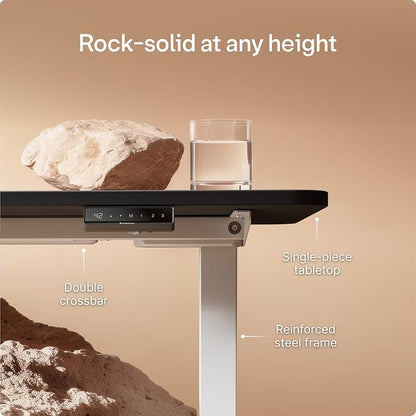Desktronic HomeOne Standing Desk 48x24 — Ergonomic Sit Stand Home Office Desk, Made in Europe, Electric Dual Motor Height Adjustable, USB & USB-C Charging, Wobble-Free, Touchscreen, 3 Memory Presets