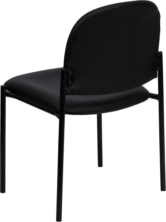 Flash Furniture Tania Comfort Vinyl Upholstered Stackable Side Reception Chair with Padded Seat, Modern Stackable Chair for Living Room/Office, Black